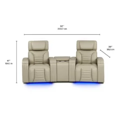 Causeuse modulaire électrique inclinable avec massage, chaleur et console en angle- 3 mcx