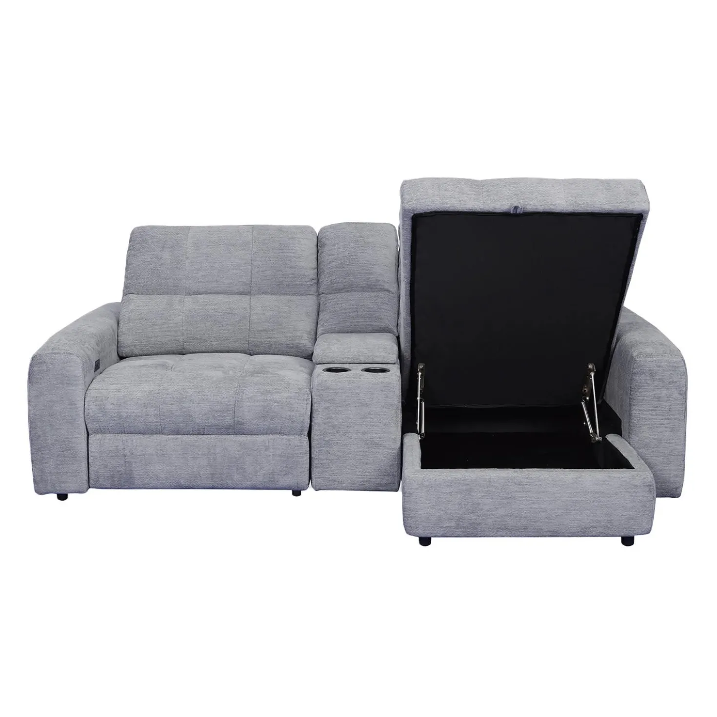 Causeuse modulaire électrique inclinable, chaise longue à droite avec rangement, et console - 3 mcx