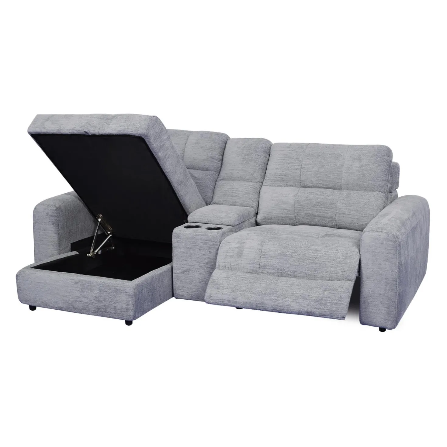 Causeuse modulaire électrique inclinable, chaise longue à gauche avec rangement, et console - 3 mcx