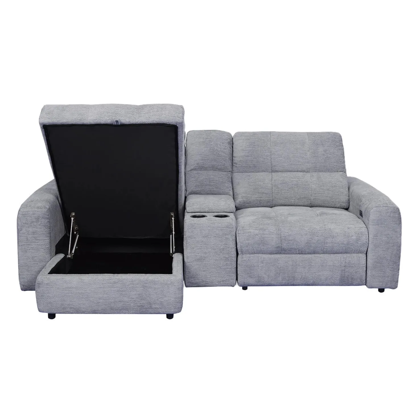 Causeuse modulaire électrique inclinable, chaise longue à gauche avec rangement, et console - 3 mcx