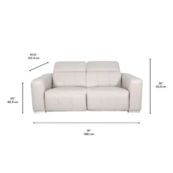 Causeuse modulaire électrique inclinable en cuir véritable avec appui-têtes ajustables – 2 mcx