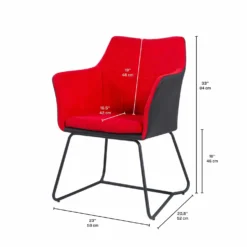 Chaise avec piètement en métal - rouge