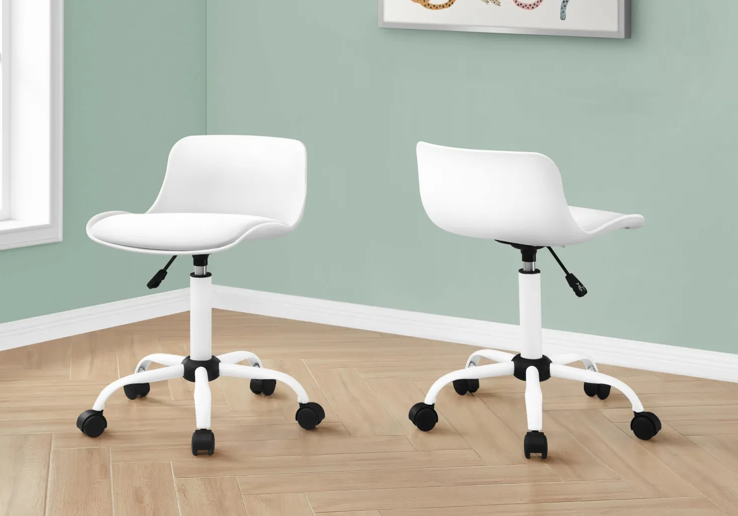 Chaise de bureau - juvénile dossier bas - hauteur réglable - blanc - Monarch