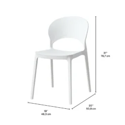 Chaise intérieur/extérieur empilable en résine – blanc
