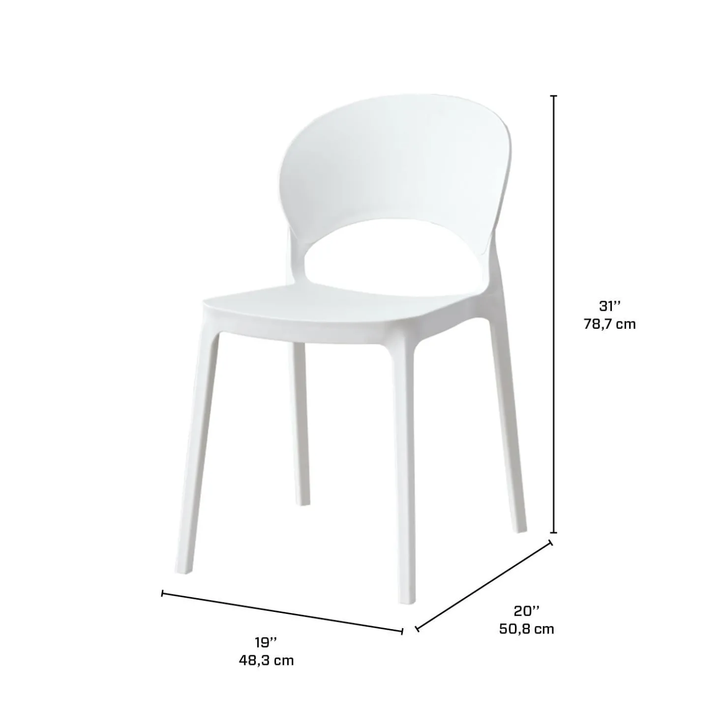 Chaise intérieur/extérieur empilable en résine – blanc