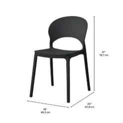 Chaise intérieur/extérieur empilable en résine – noir