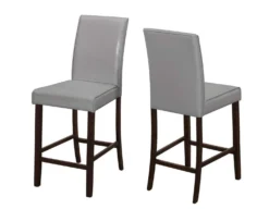 Chaise - 2mcx, simili-cuir gris hauteur comptoir - Monarch