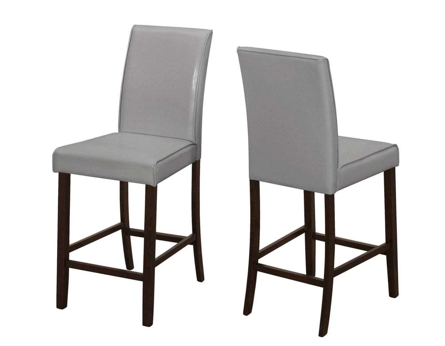 Chaise - 2mcx, simili-cuir gris hauteur comptoir - Monarch
