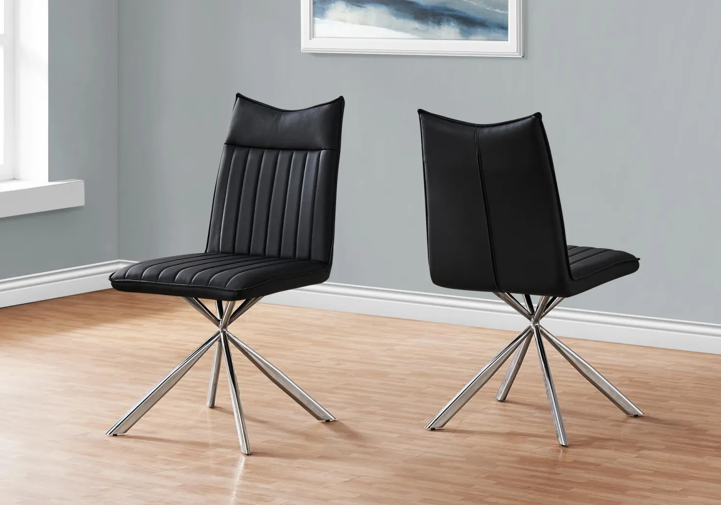 Chaises avec piètement araignée chromé (bte de 2) - noir - Monarch