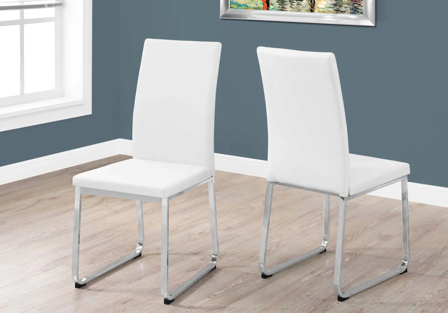 Chaises avec piètement chromé (bte de 2) - blanc - Monarch