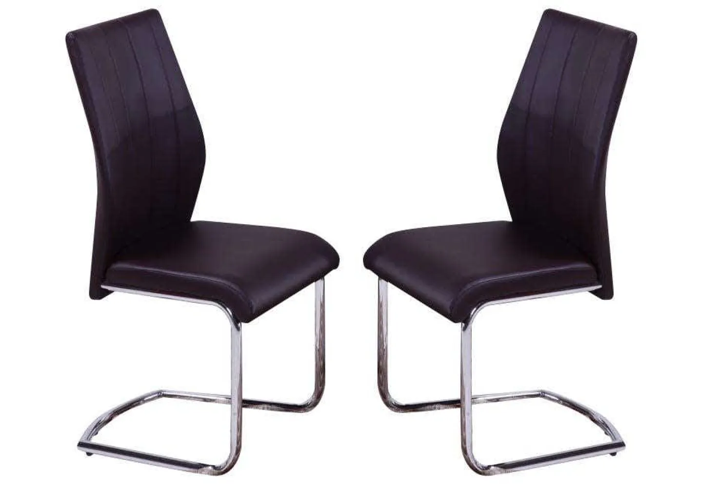 Chaises avec piètement chromé (bte de 2) - noir