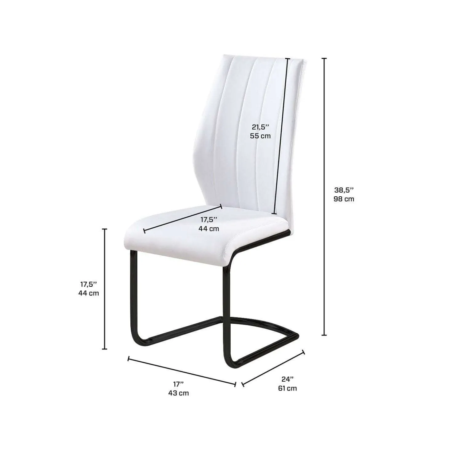 Chaises avec piètement noir (bte de 2) - blanc