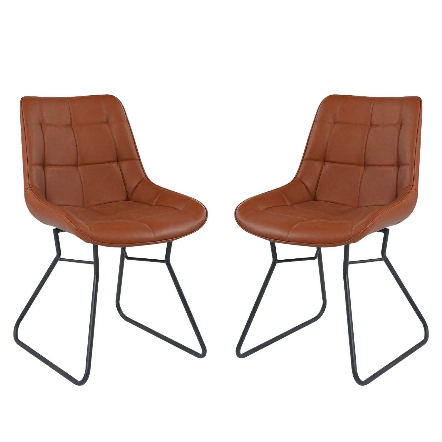 Chaises avec piètement traineau (bte de 2) - brun