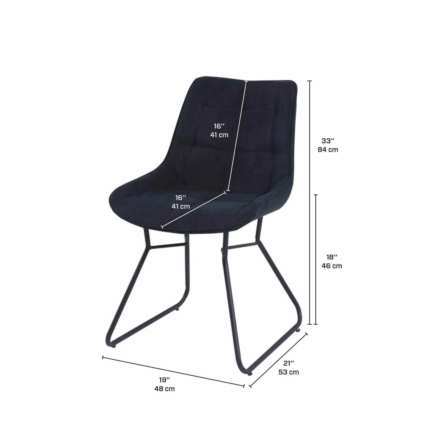 Chaises avec piètement traineau (bte de 2) - noir