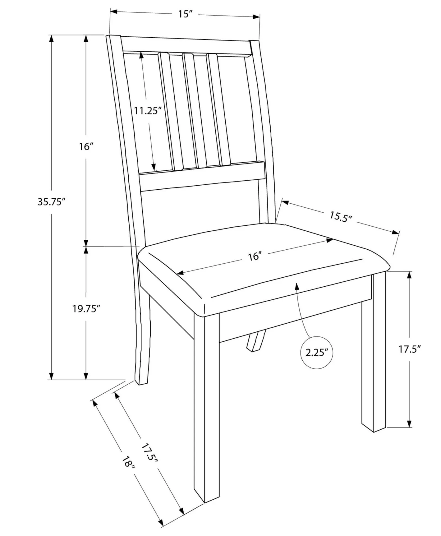 Chaises (bte de 2) - brun foncé - Monarch