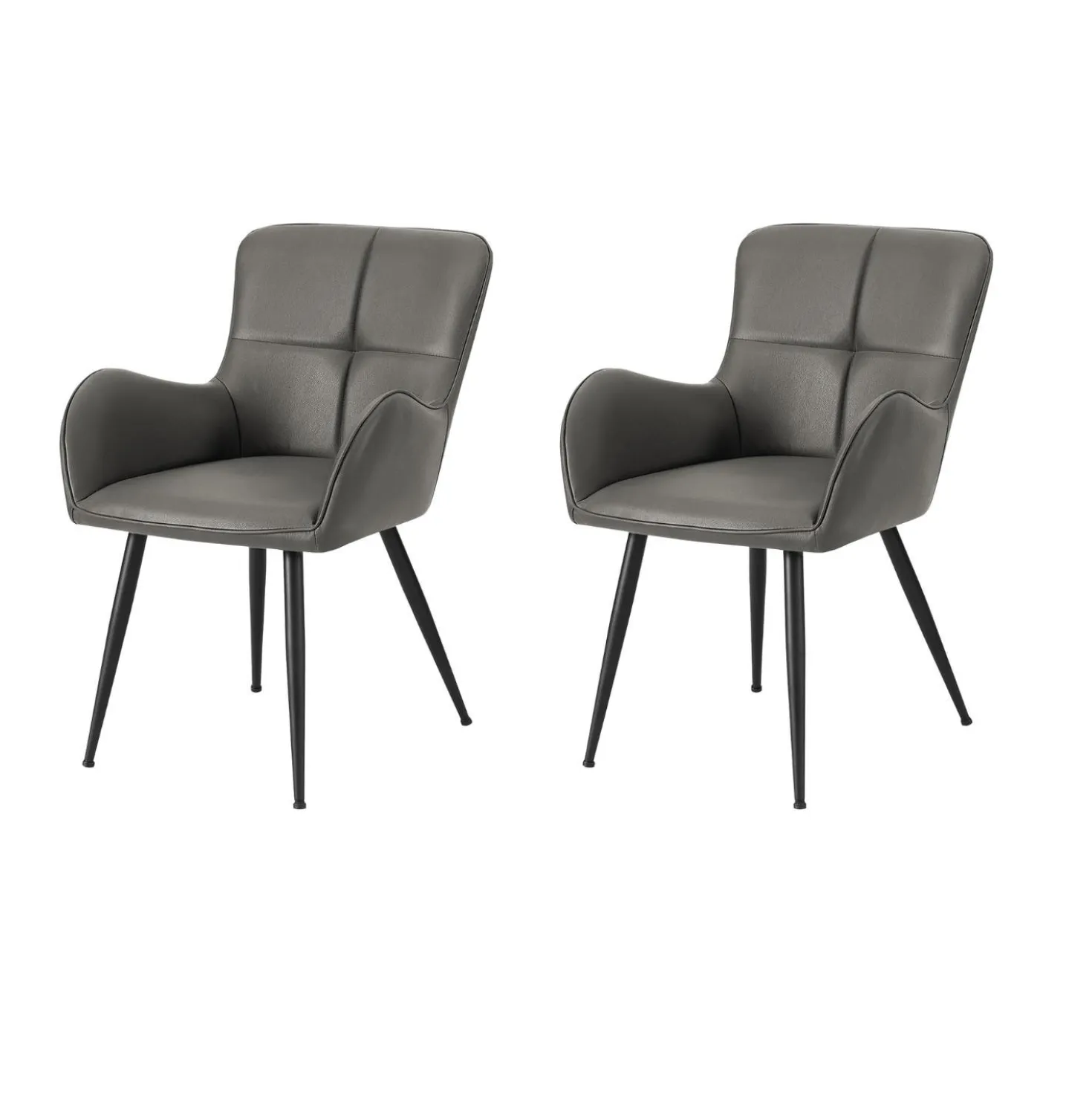 Chaises de cuisine (ensemble de 2) 33 po tissu gris effet cuir - Monarch - Monarch