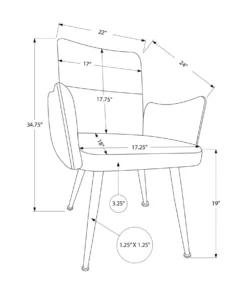 Chaises de cuisine (ensemble de 2) 35 po gris - Monarch - Monarch