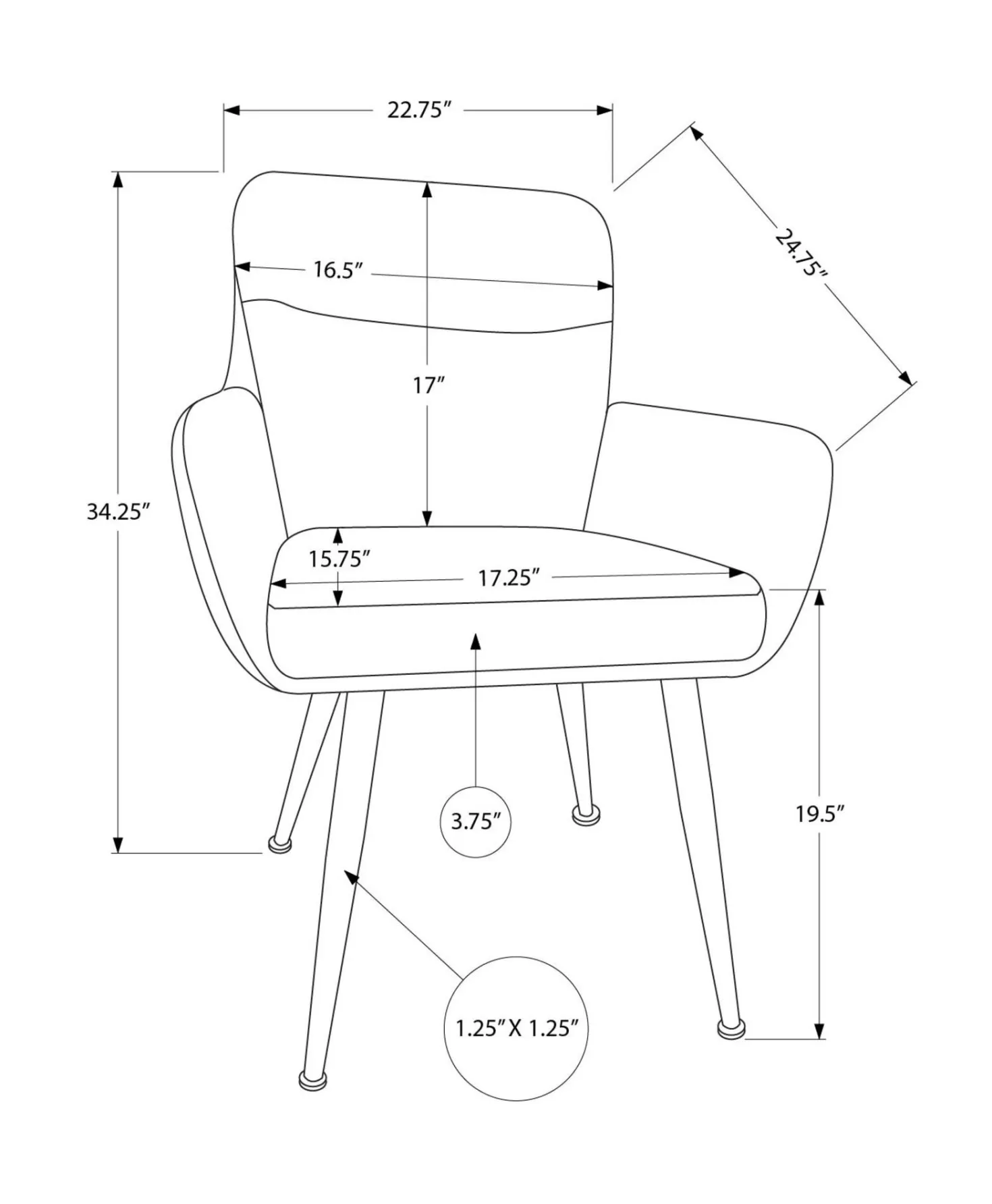 Chaises de cuisine (ensemble de 2) gris - Monarch - Monarch