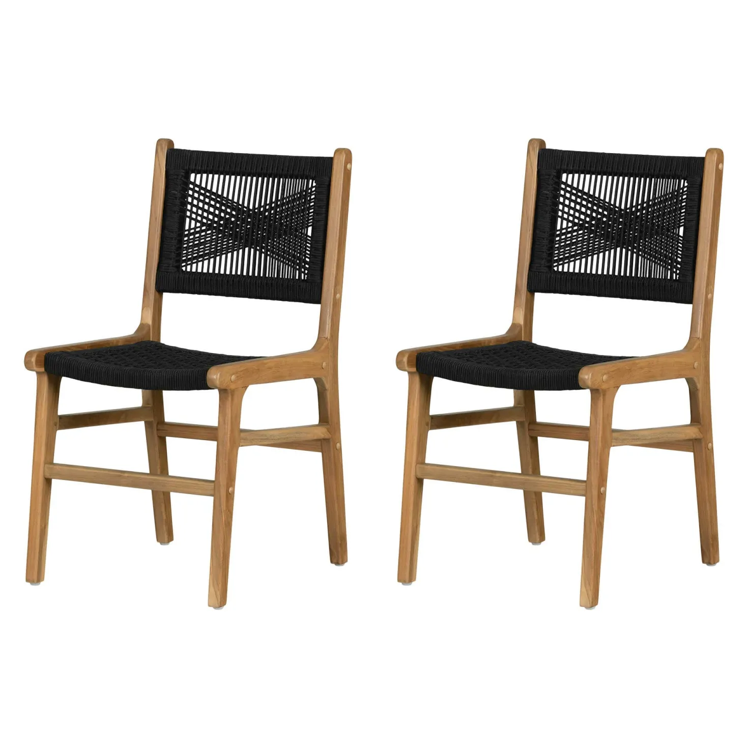 Chaises en cordage (bte de 2) - noir