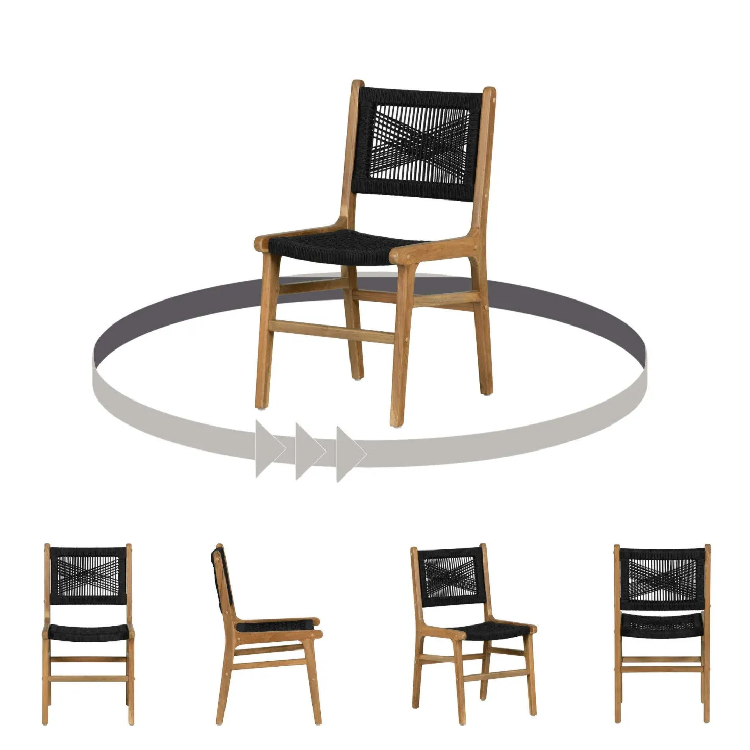 Chaises en cordage (bte de 2) - noir