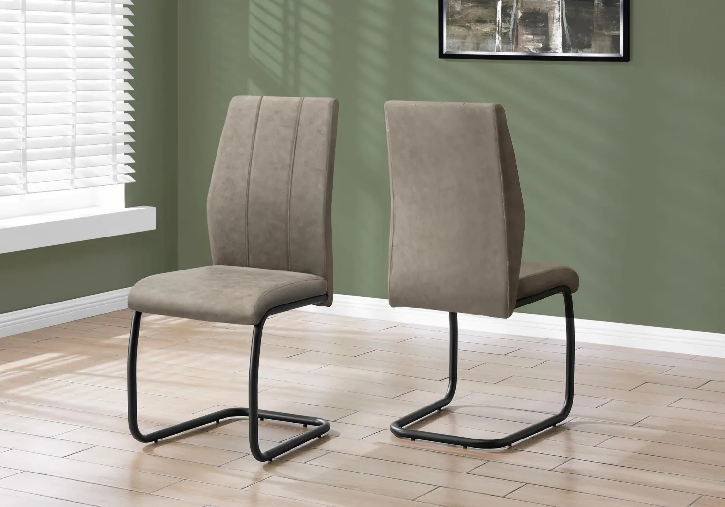 Chaises en tissu avec piètement noir (bte de 2) - taupe - Monarch