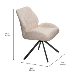 Chaises en tissu bouclé avec accoudoirs bas (bte de 2) - beige