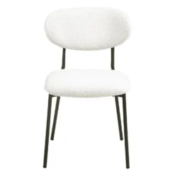 Chaises en tissu bouclé (bte de 2) - blanc
