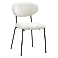 Chaises en tissu bouclé (bte de 2) - blanc