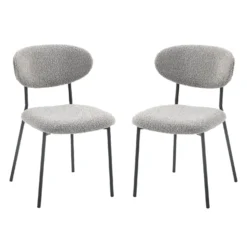 Chaises en tissu bouclé (bte de 2) - gris