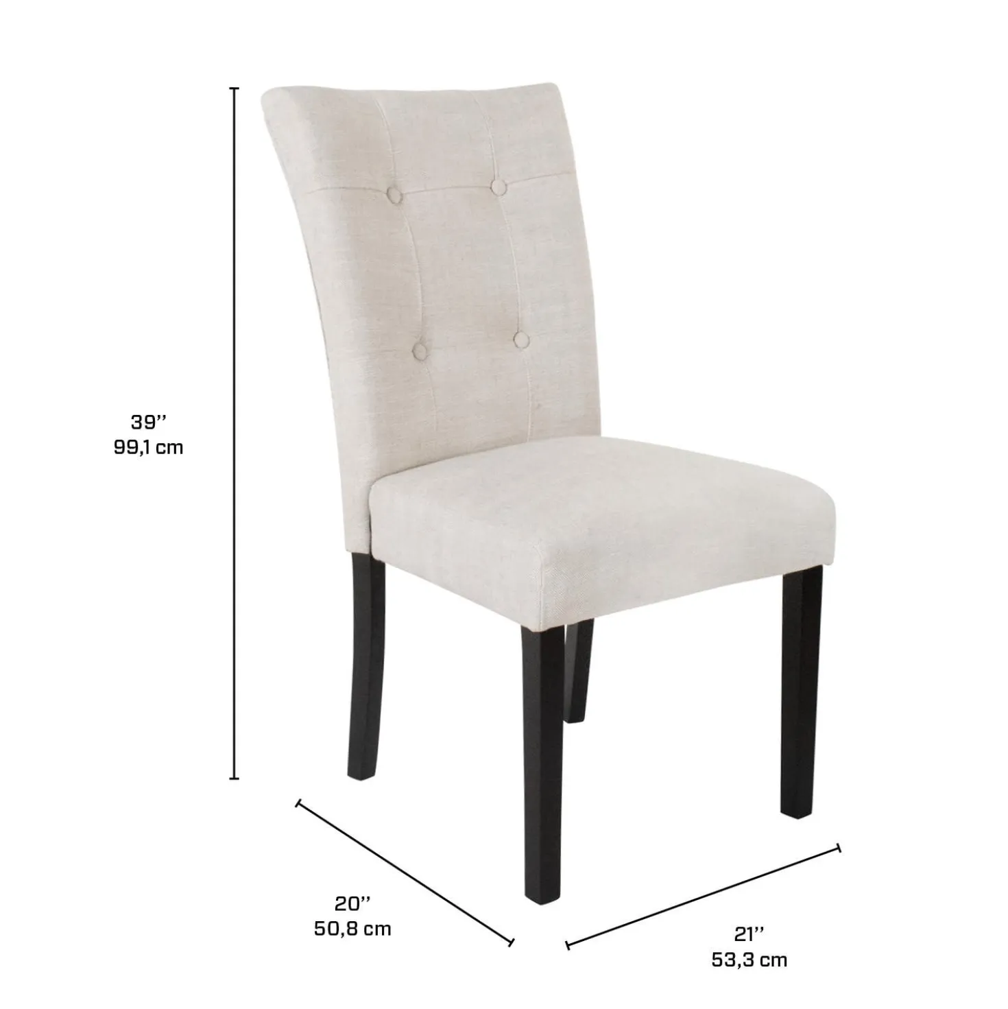Chaises en tissu (bte de 2) - crème