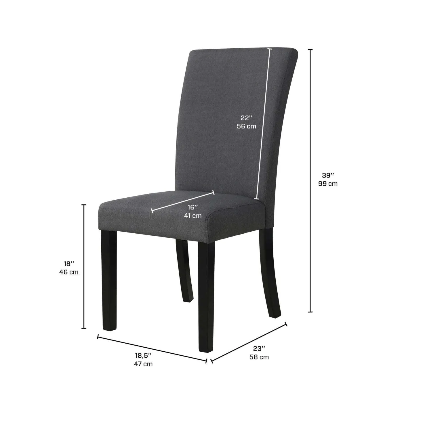 Chaises en tissu (bte de 2) - gris
