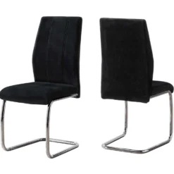 Chaises en velours avec piètement chromé (bte de 2) - noir - Monarch