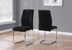 Chaises en velours avec piètement chromé (bte de 2) - noir - Monarch
