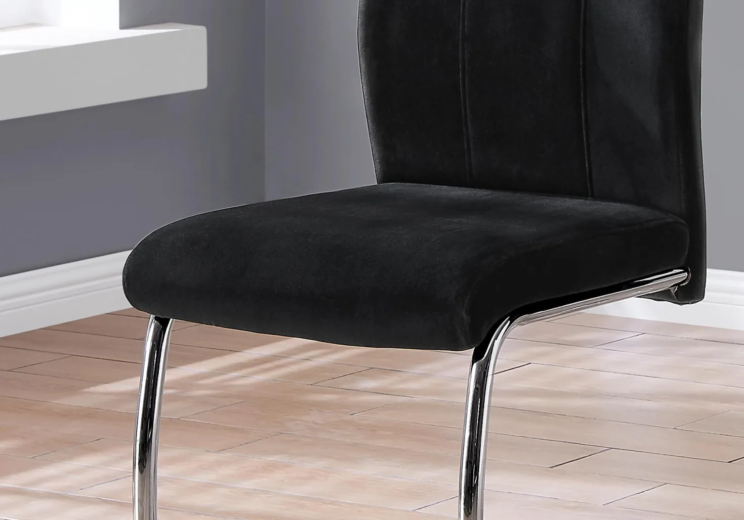 Chaises en velours avec piètement chromé (bte de 2) - noir - Monarch