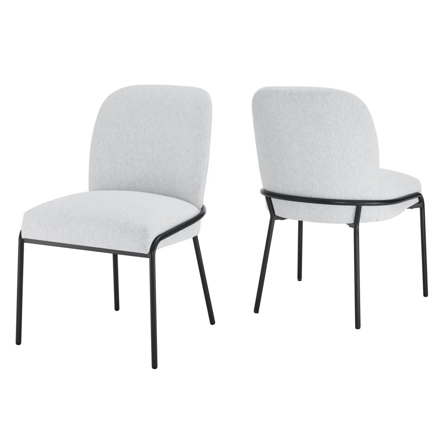 Chaises rembourrées avec accent tubaire à revêtement métallique (bte de 2) - gris