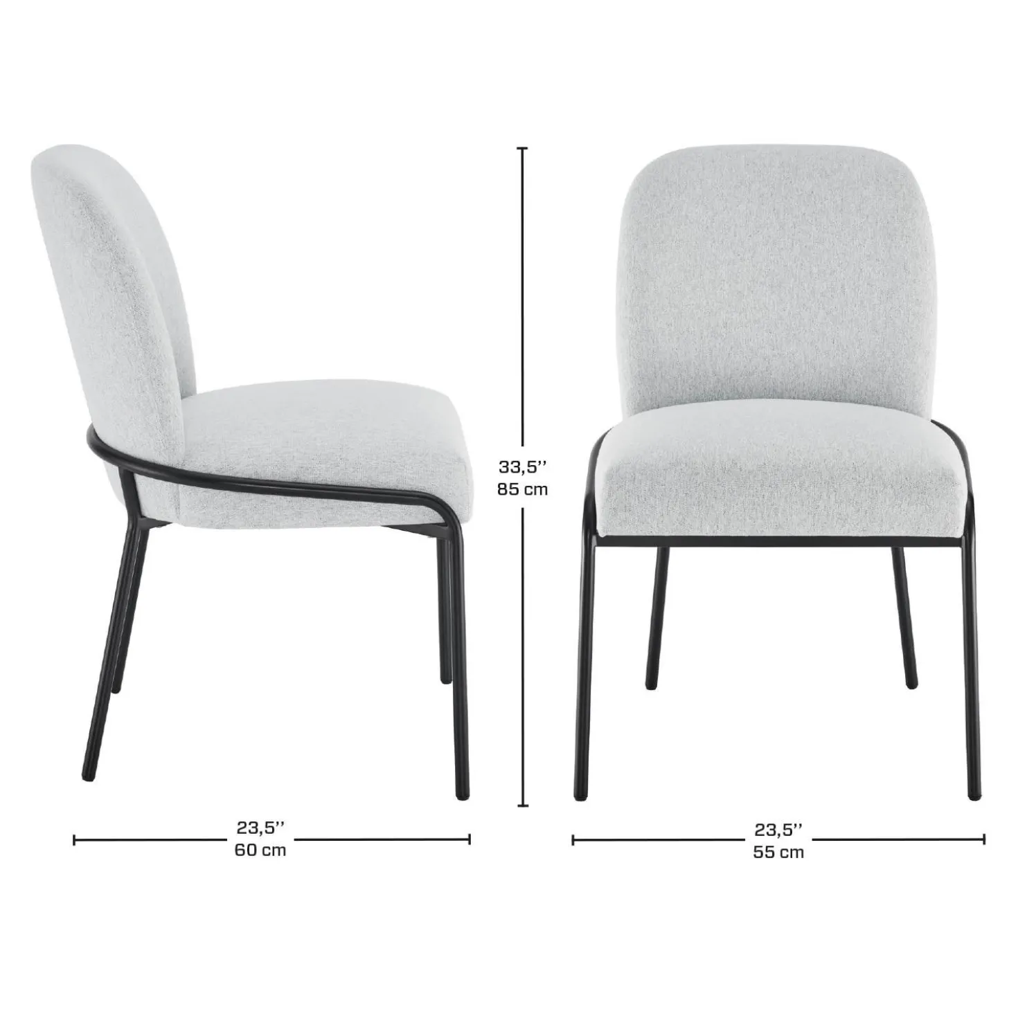 Chaises rembourrées avec accent tubaire à revêtement métallique (bte de 2) - gris