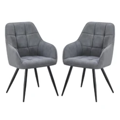 Chaises rembourrées avec accoudoirs (bte de 2) - gris