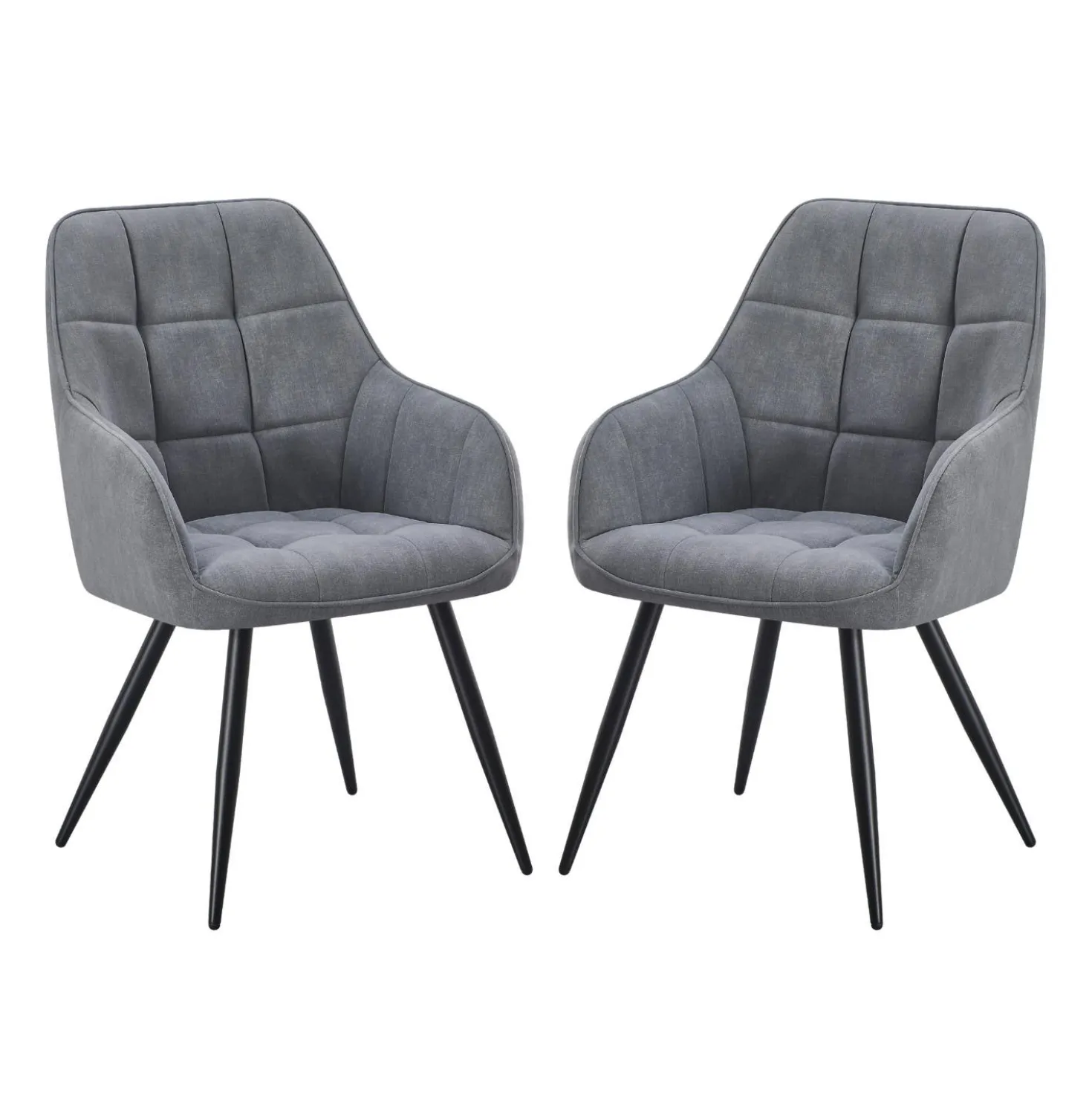 Chaises rembourrées avec accoudoirs (bte de 2) - gris