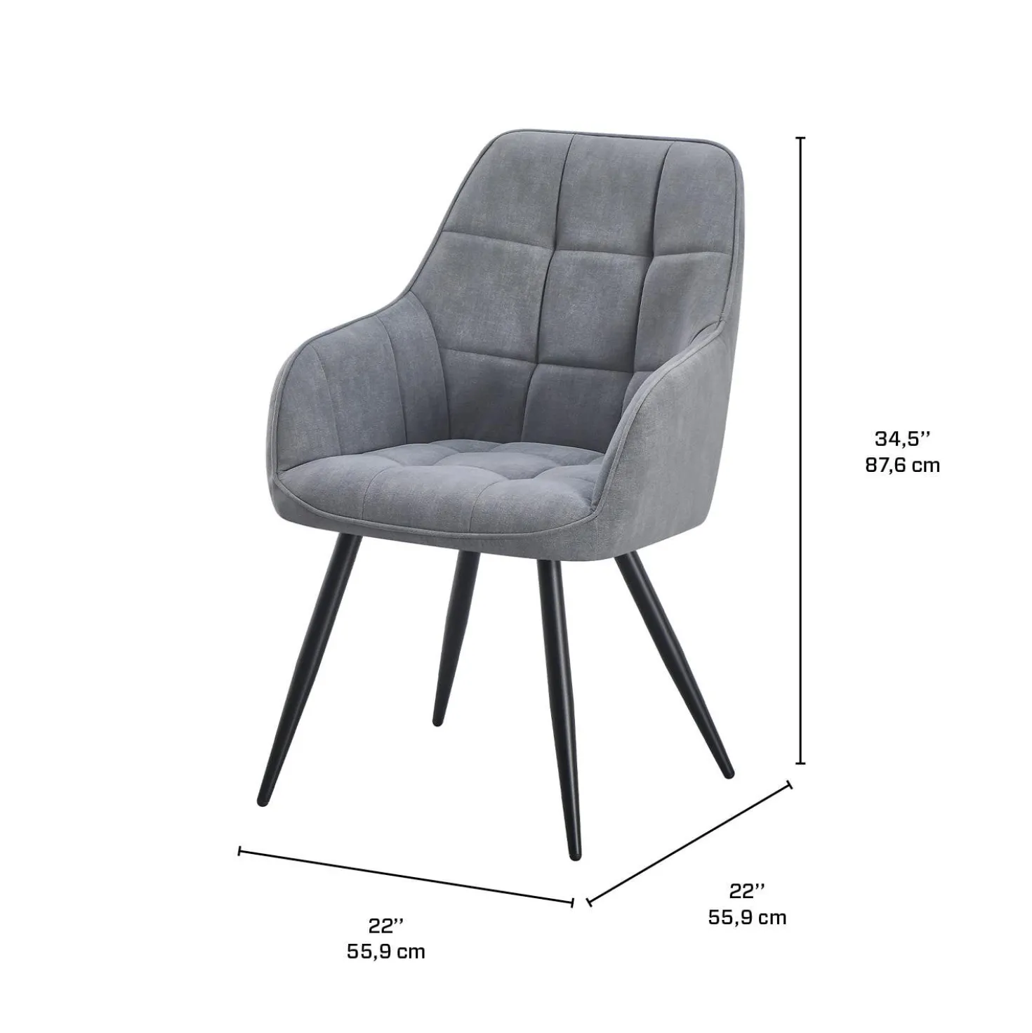 Chaises rembourrées avec accoudoirs (bte de 2) - gris