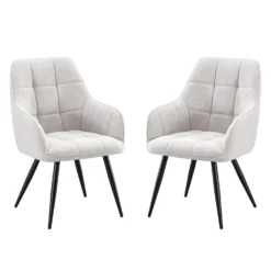 Chaises rembourrées avec accoudoirs (bte de 2) - gris pâle