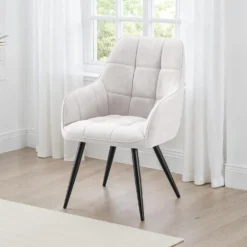 Chaises rembourrées avec accoudoirs (bte de 2) - gris pâle