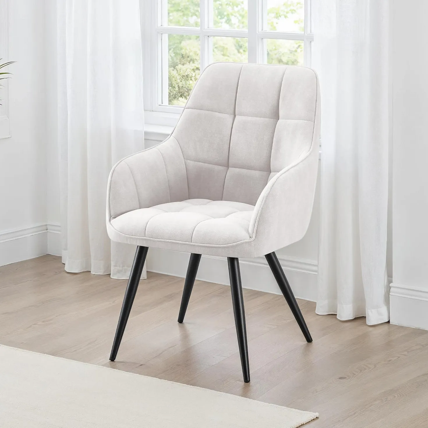 Chaises rembourrées avec accoudoirs (bte de 2) - gris pâle
