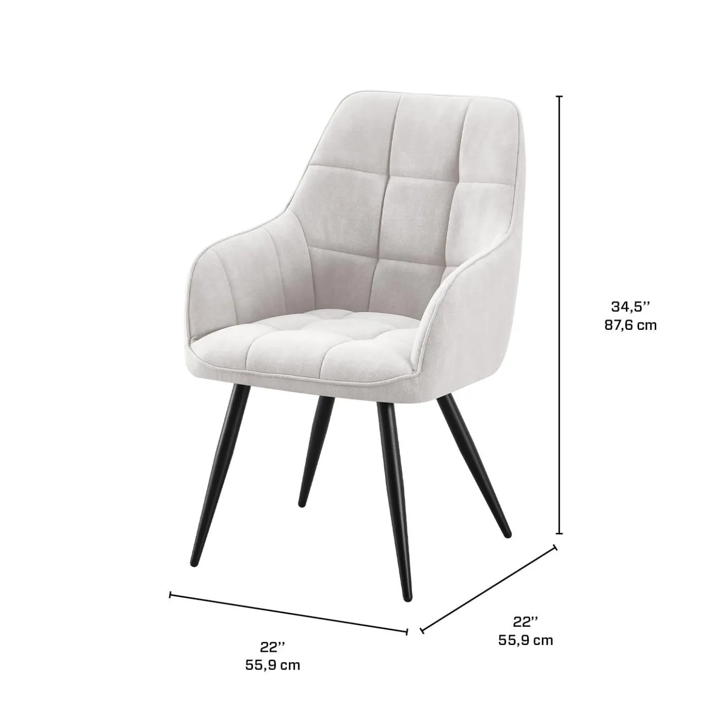 Chaises rembourrées avec accoudoirs (bte de 2) - gris pâle