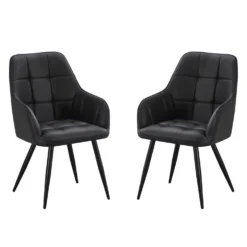 Chaises rembourrées avec accoudoirs (bte de 2) - noir