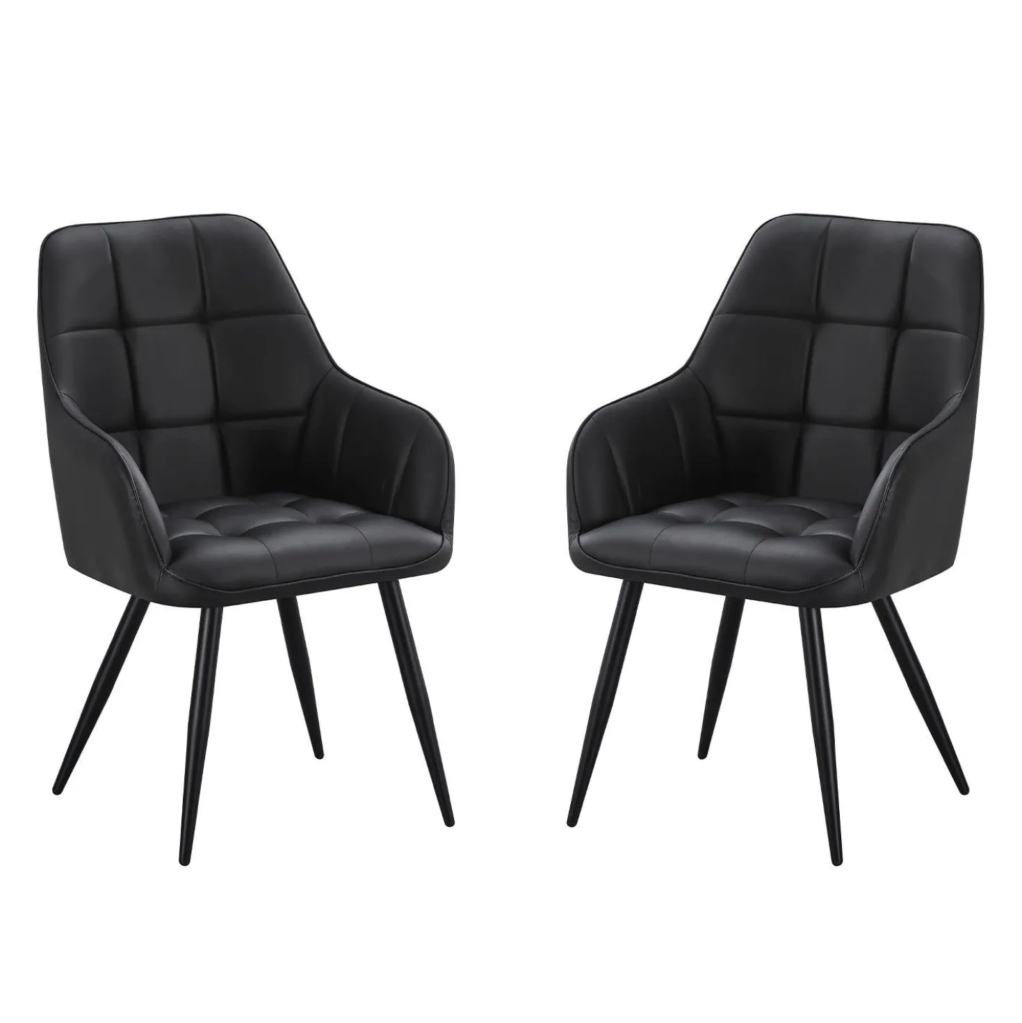 Chaises rembourrées avec accoudoirs (bte de 2) - noir