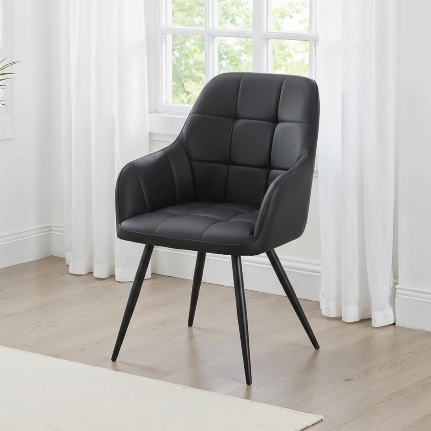 Chaises rembourrées avec accoudoirs (bte de 2) - noir