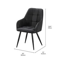 Chaises rembourrées avec accoudoirs (bte de 2) - noir