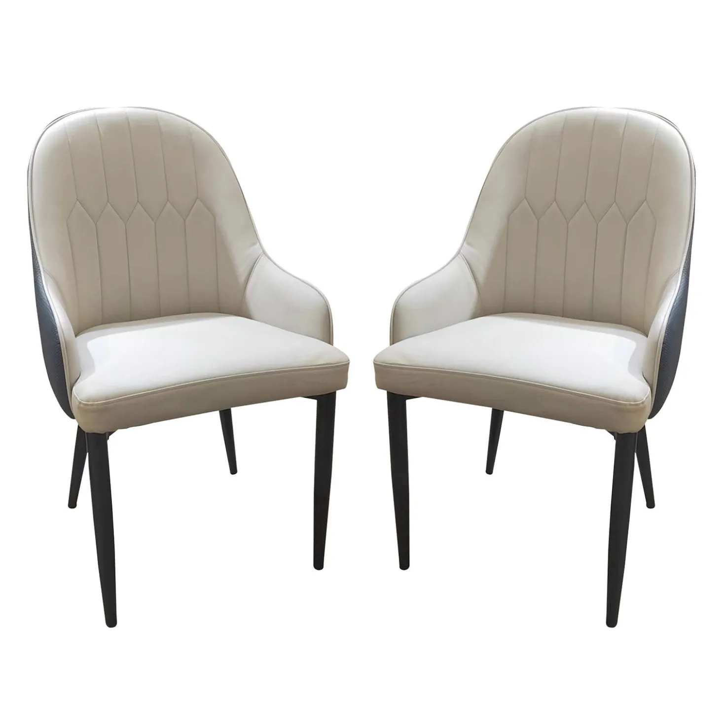 Chaises rembourrées (bte de 2) - beige et bleu-gris