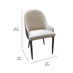 Chaises rembourrées (bte de 2) - beige et bleu-gris