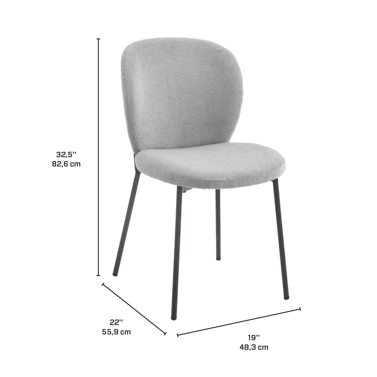 Chaises rembourrées (bte de 2) - gris